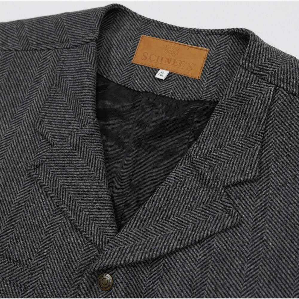 Schnees Wool Tweed Vest Mens XL Tall Herringbone Bozeman Montana USA Gray - Picture 4 of 8